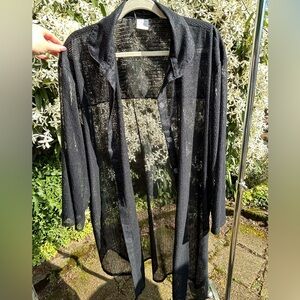 Sheer Black Button-Up Cardigan